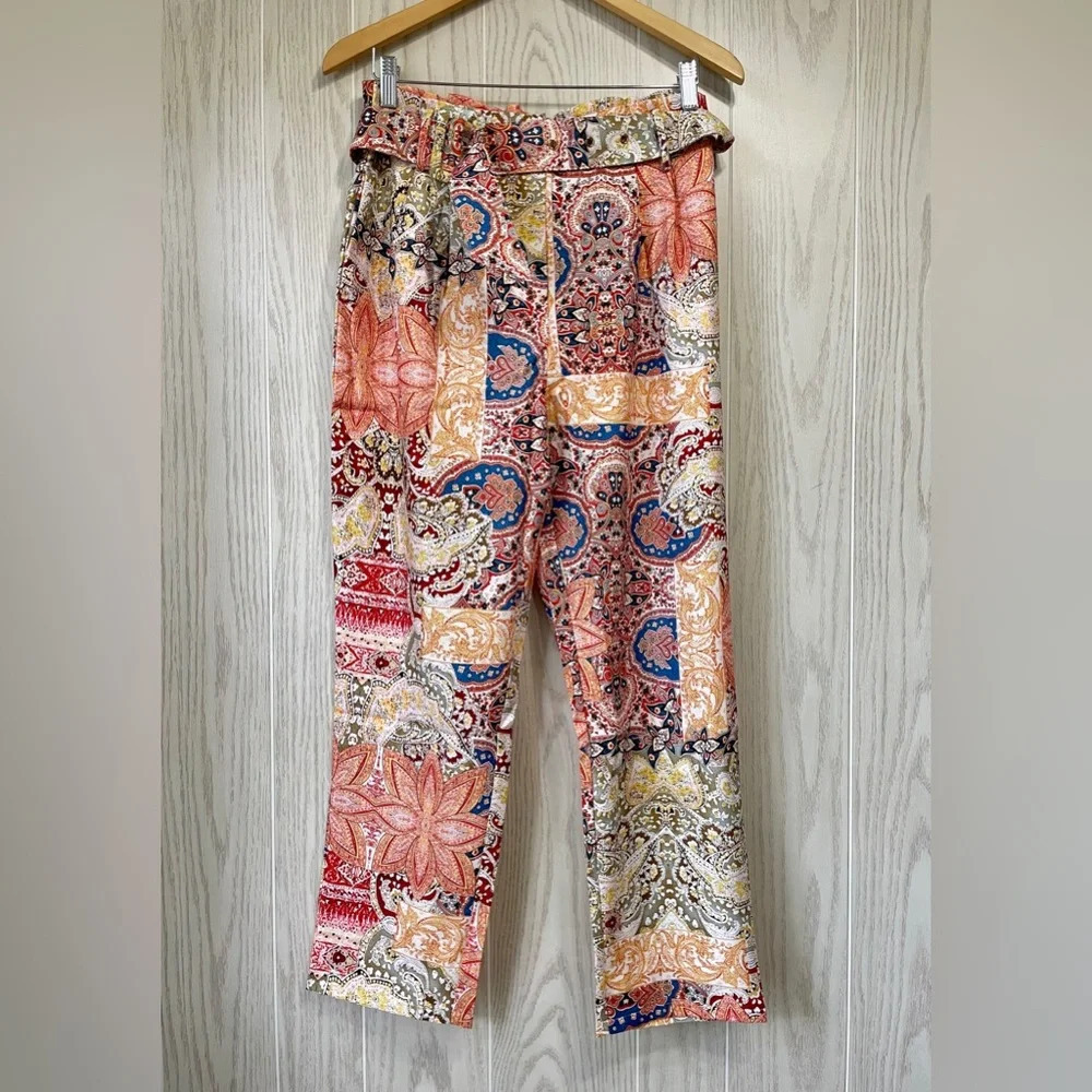 A Peach Masala Paisley Flower Design Trouser Set Size Large NWT - Picture 9 of 13